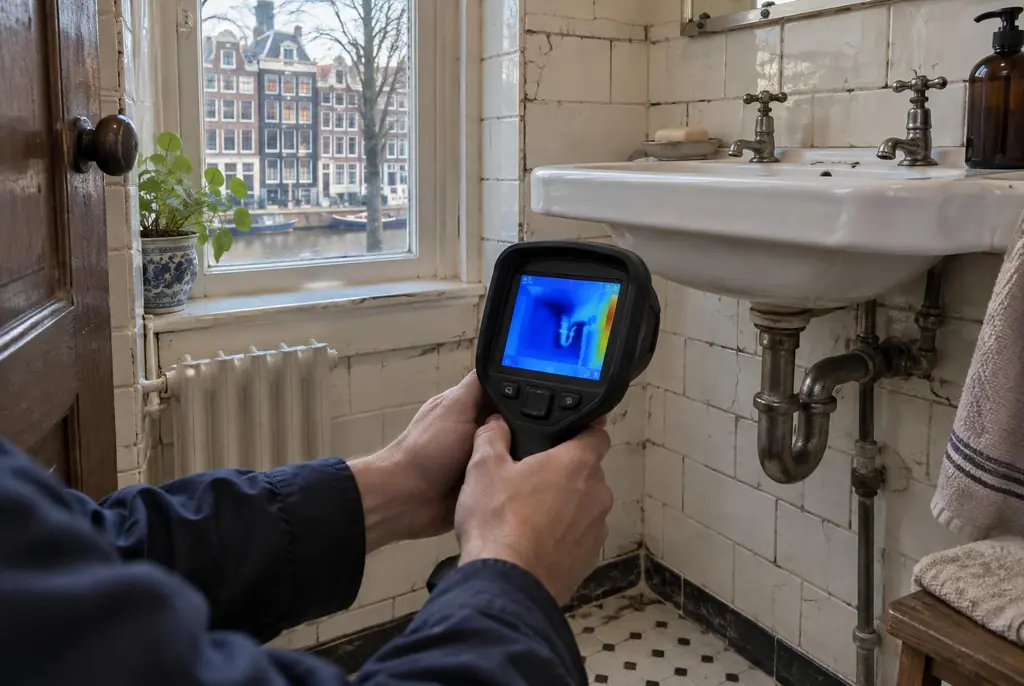 Lekdetectie Tilburg – badkamer met oude leidingen achter de tegels